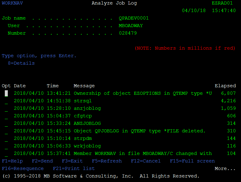 'Analyze Job Log (ANZJOBLOG)' command for IBM i (AS400, iSeries)