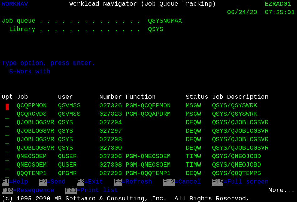 IBM i (AS/400, iSeries) Job Queue Tracking