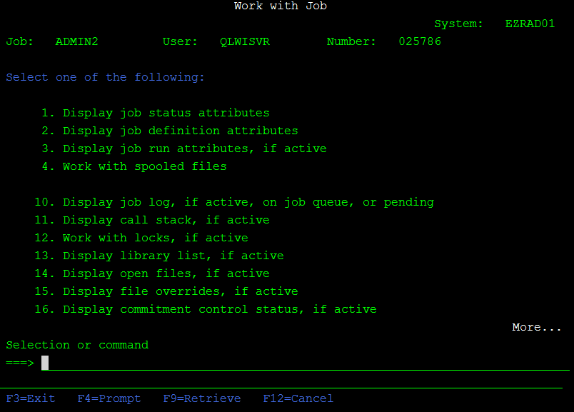Work with Job command on IBM i (AS400, iSeries)